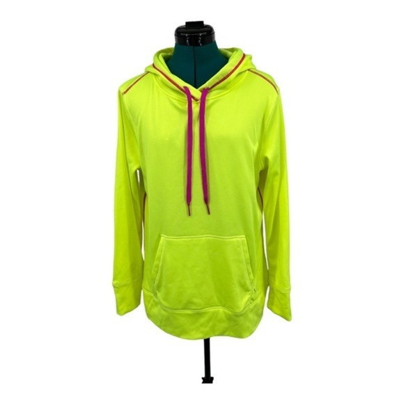 Danskin Tops - Danskin Now Size L Women's Dri More Neon Yellow Cranberry Trim Hoodie